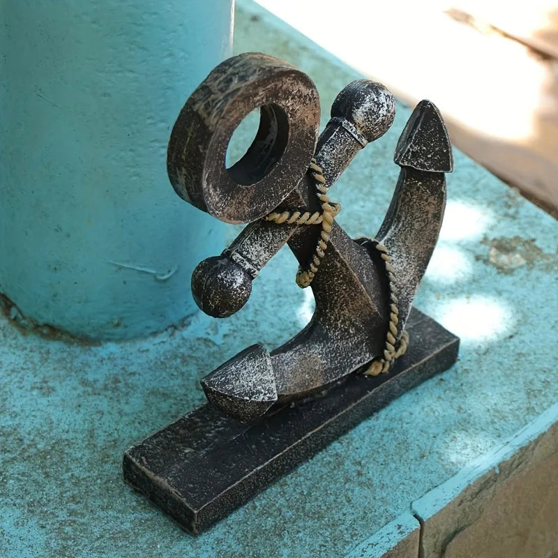 Retro Ship Anchor Resin Sculpture – Nautical Home Décor Resin Nautical Sculpture Axl