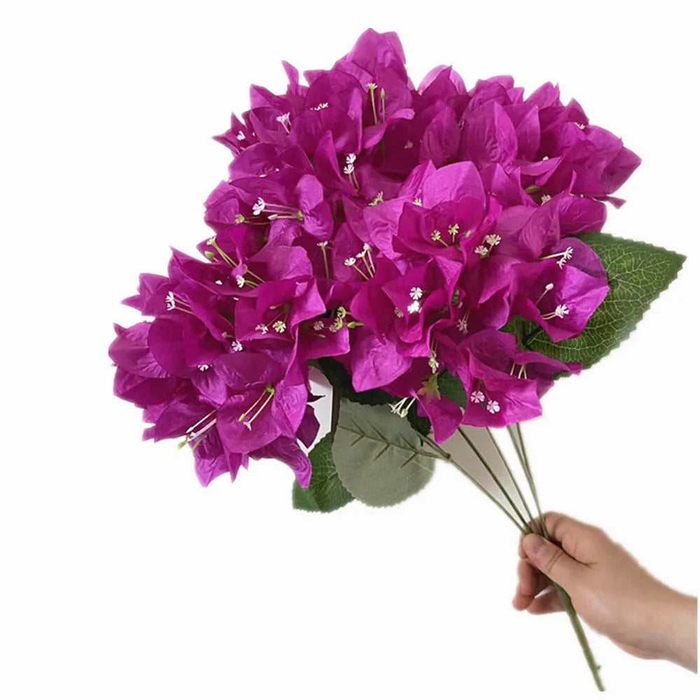 Artificial Silk Bougainvillea Bouquet 5-Fork 47cm | Faux Floral Artificial Flower Bouquet Axl PURPLE