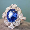 Huitan Oval Blue Cubic Zirconia Ring – Women's Elegant Band Fashion Ring Axl Q926 10
