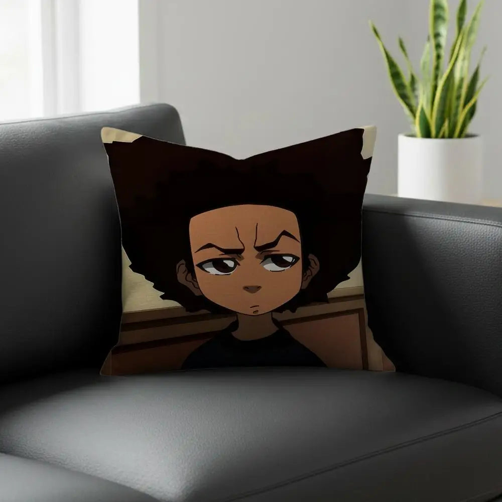 Boondocks Cartoon Linen Cushion Cover – Sofa & Bedroom Décor Decorative Cushion Cover Axl White4 50X50cm