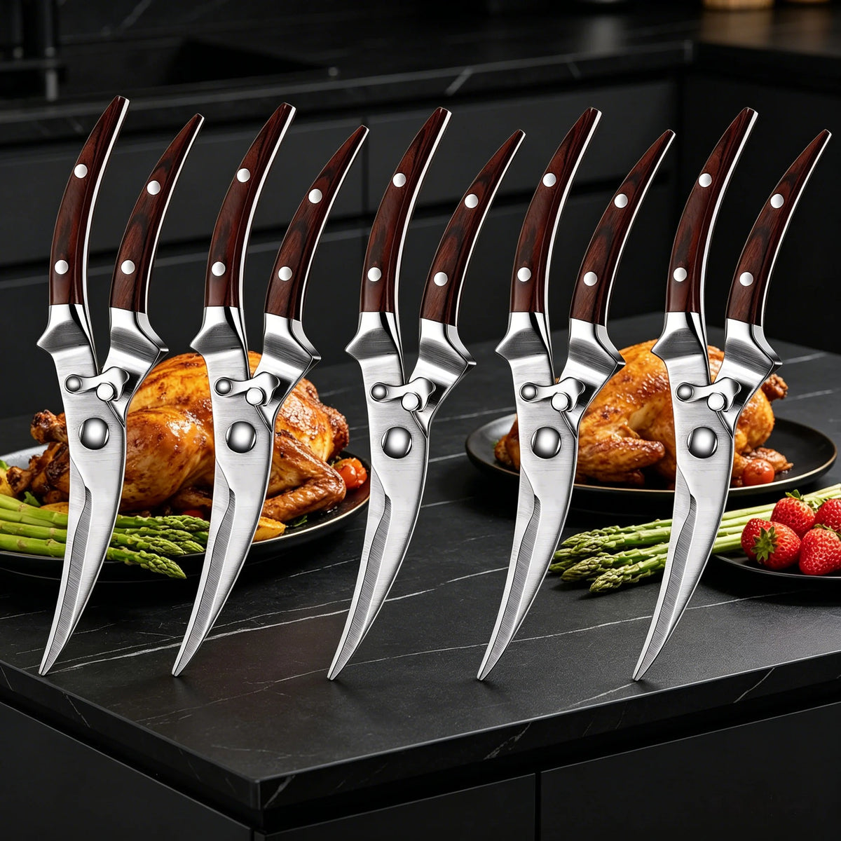 Heavy-Duty Poultry Shears – Bone Cutting Kitchen Scissors Set Kitchen Poultry Shears Axl Kitchen Scissors-5PC