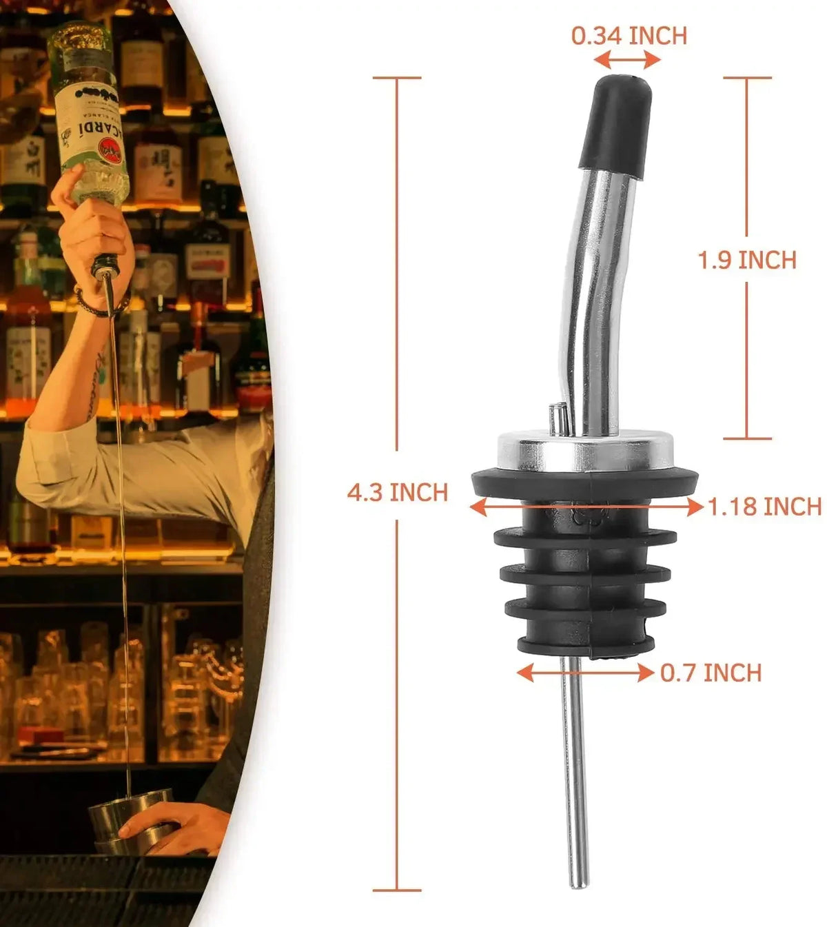 Stainless Steel Bottle Pour Spouts – Bar Cocktail Pourers Bar Pour Spout Axl