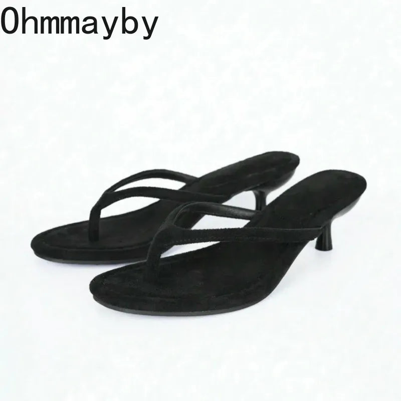 Women's Clip Toe Low Heel Slides – Elegant Summer Beach Slippers Women's Slide Sandals Axl