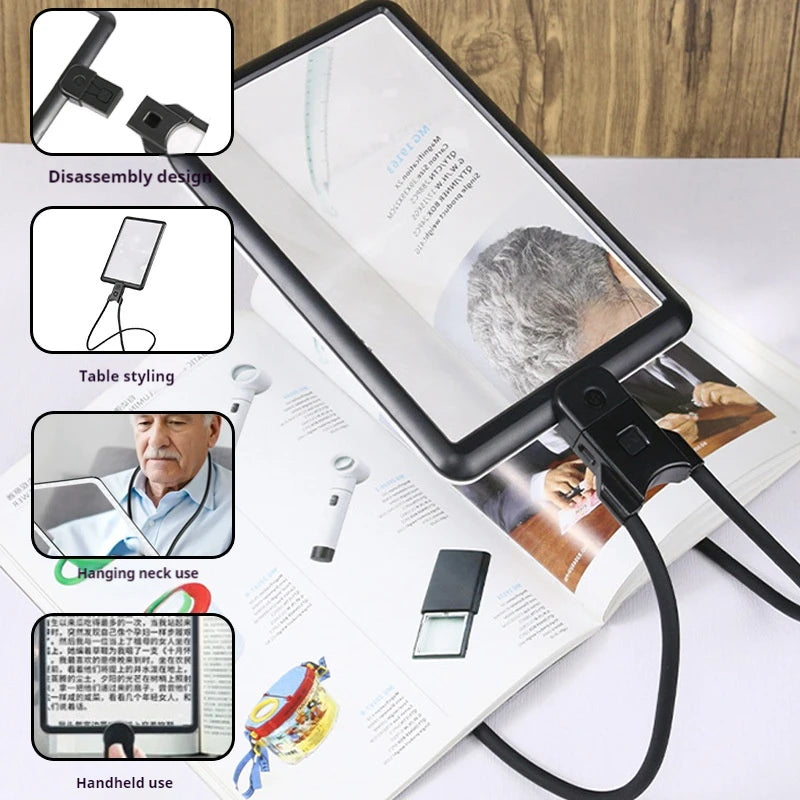 Hands-Free Neck Magnifier with LED Light & USB Charging Neck Magnifying Glass Axl