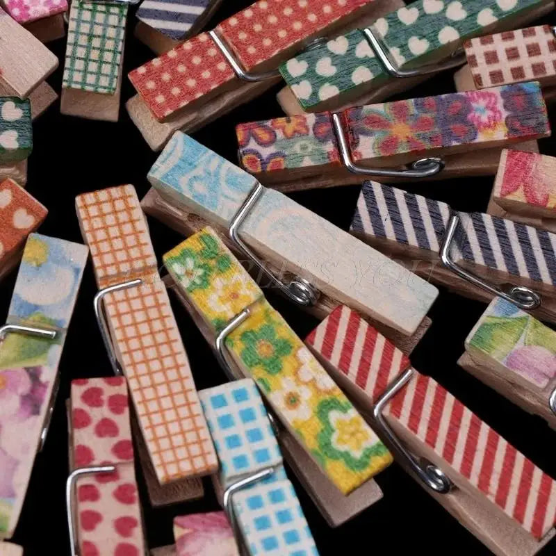 50-Pack Natural Wooden Mini Clips – Craft & Photo Clothespins Wooden Craft Clips Axl