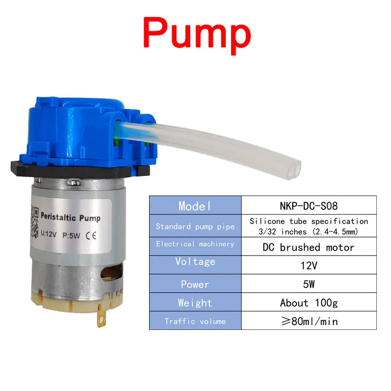 12V Mini Peristaltic Pump 5W Self-Priming with Silicone Tube Peristaltic Pump Axl 12V Pump