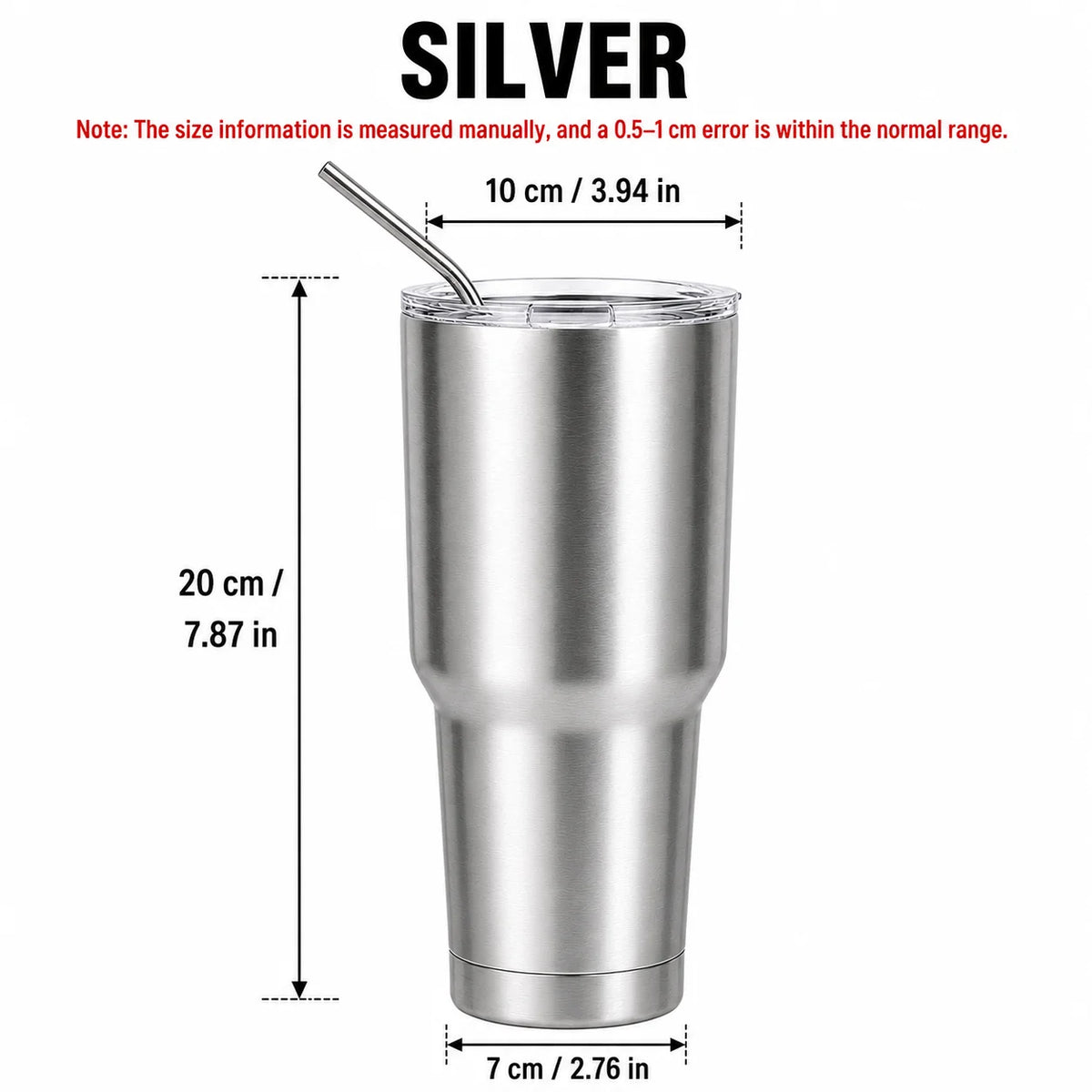 Uwhise 30oz Insulated Tumbler Vacuum Travel Mug with Straw Insulated Travel Tumbler Axl Silver 900ML