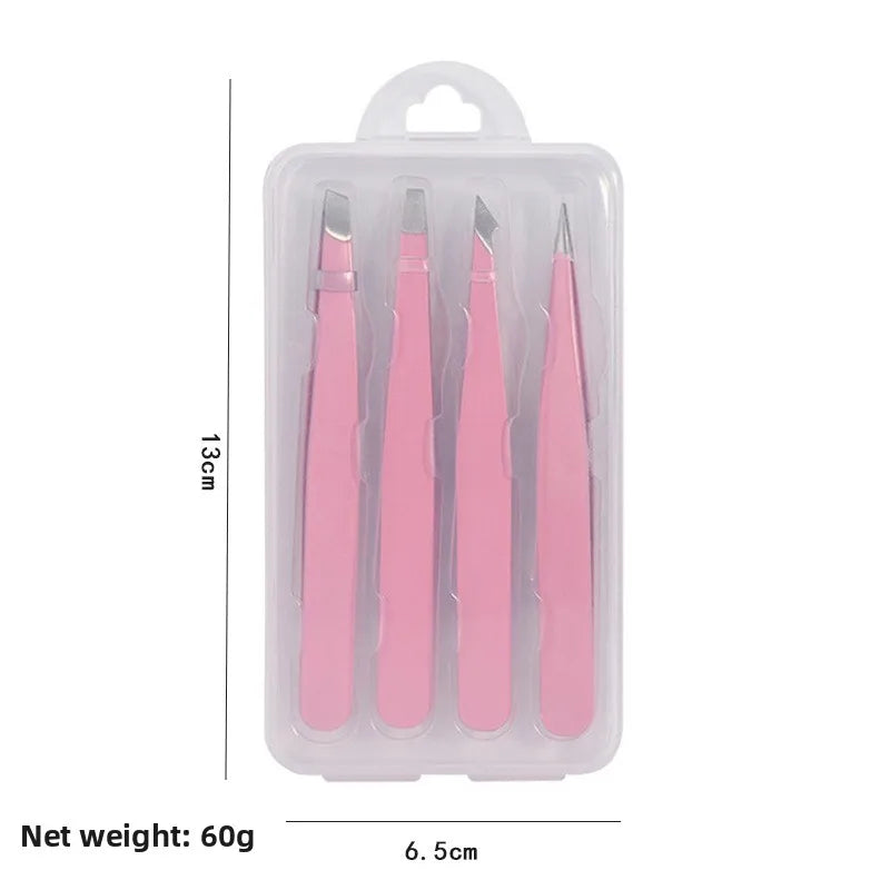 Eyelash Tweezers Set – Stainless Steel with Comb & Carry Case Eyelash Tweezers Set Axl Pink eyebrow clip4Bo