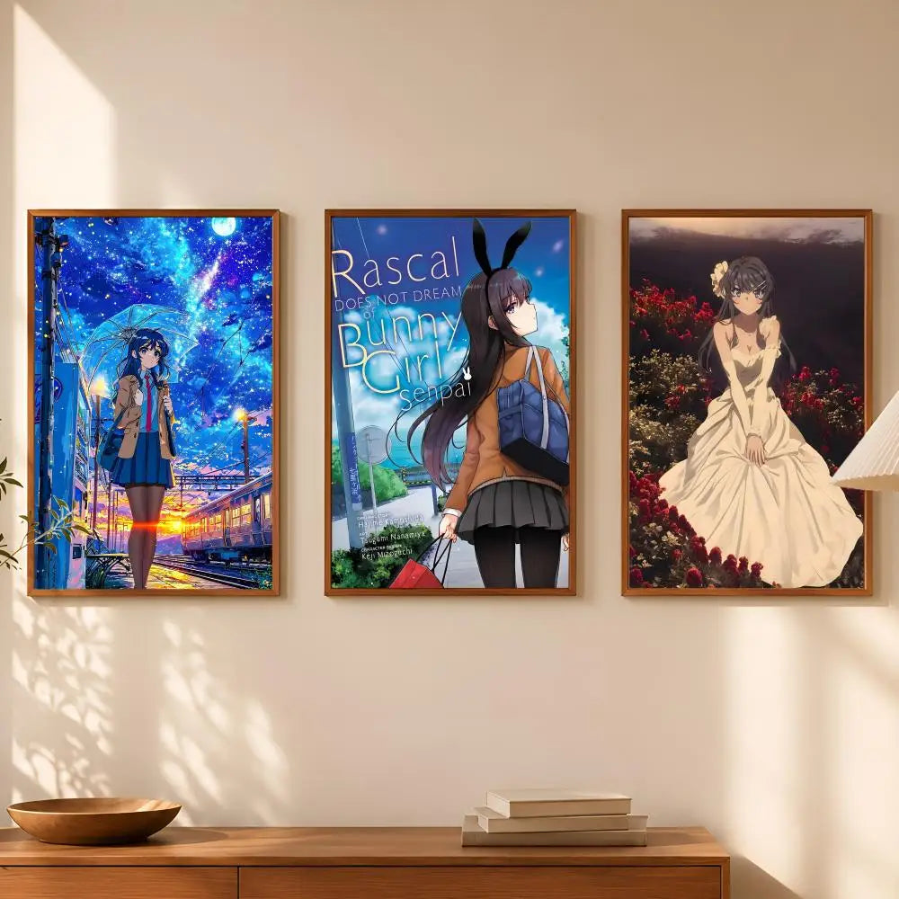 Anime Sakurajima Mai Self-Stick HD Wall Poster | Waterproof Decor Anime Wall Poster Axl