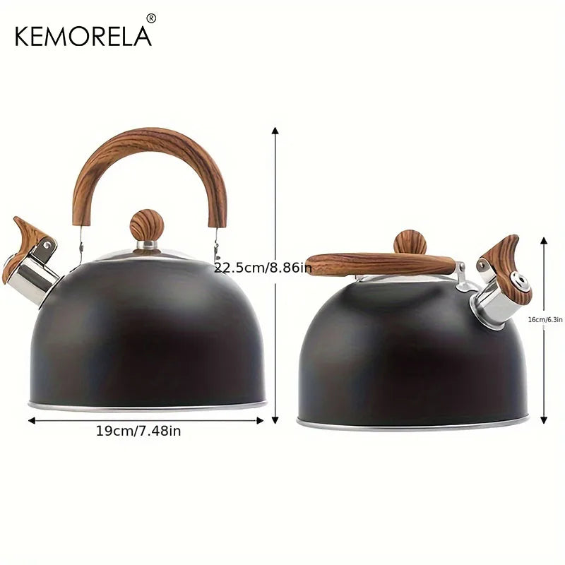 KEMORELA 2.5L Stainless Steel Whistle Kettle – Gas & Induction Stovetop Whistle Kettle Axl