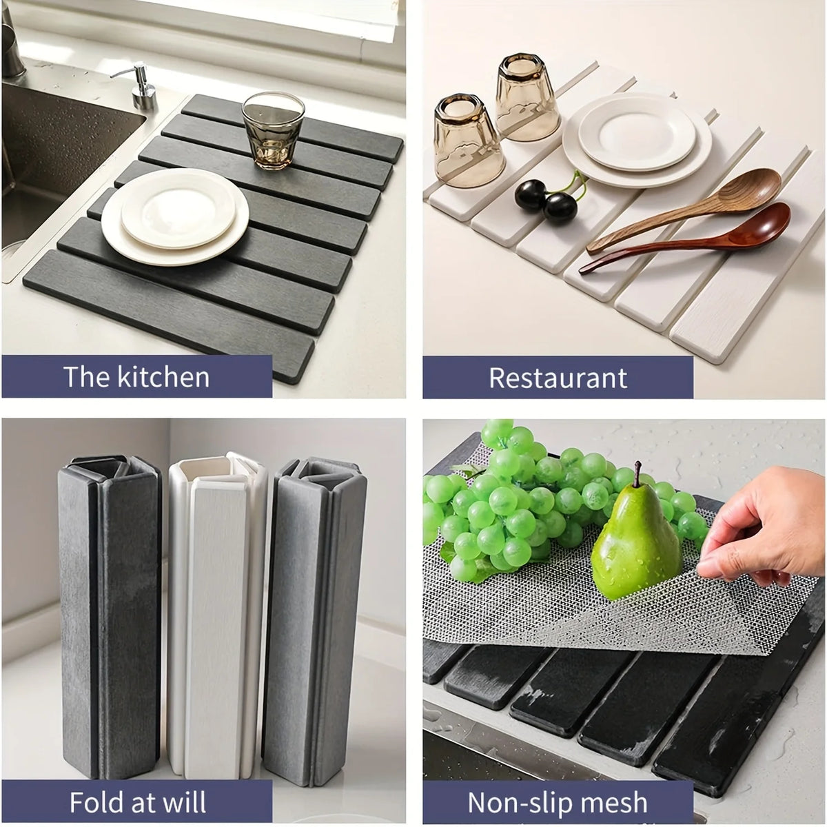 Diatomaceous Earth Bath & Kitchen Drying Mat | Foldable Stone Mat Diatomite Bath Mat Axl