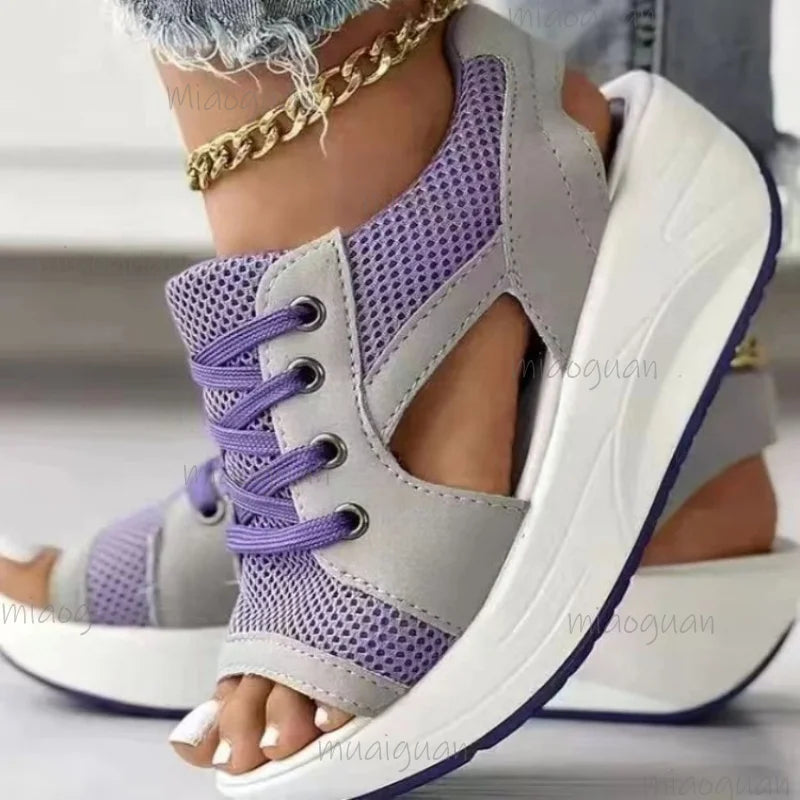 Women's Lace-Up Wedge Sandals – Roman Gladiator Thick Sole Wedge Sandals Axl