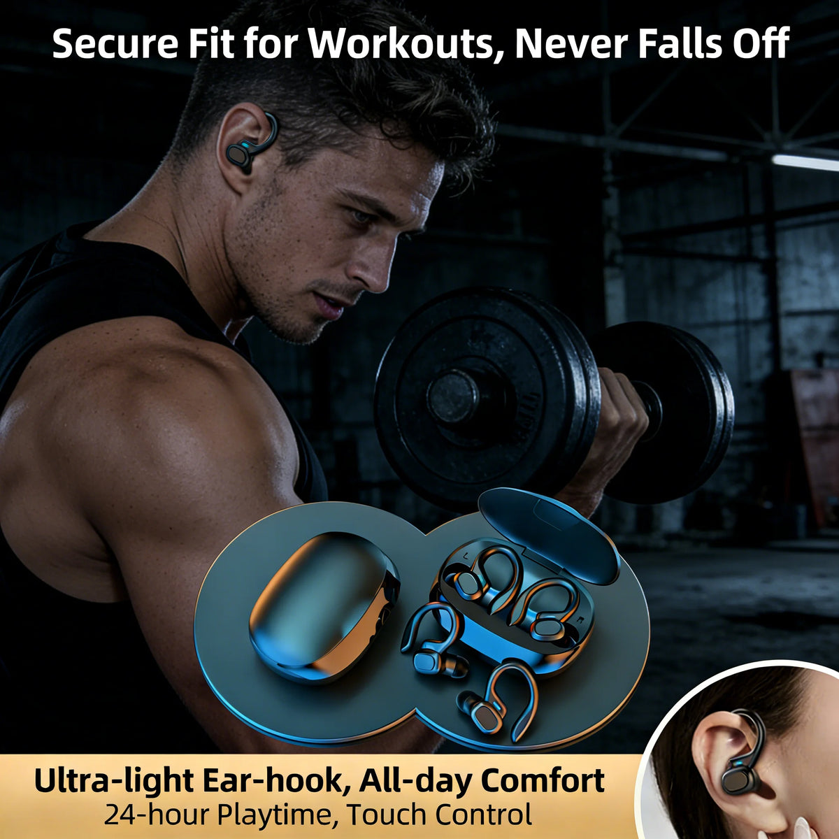 SP16 Wireless Over-Ear Sports Headphones – Long Battery Life Wireless Sports Headphones Axl