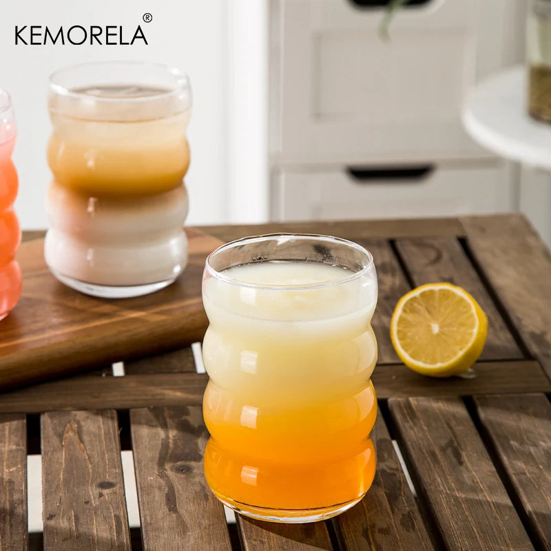 KEMORELA 16oz Glass Tumblers with Straws – Set of 4 Glass Tumbler Set Axl
