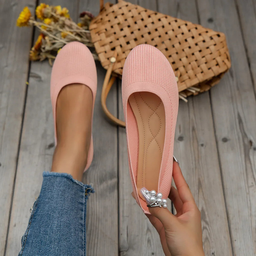 Women's Elastic Knit Slip-On Flats – Lightweight Breathable Loafers Women's Slip-On Flats Axl