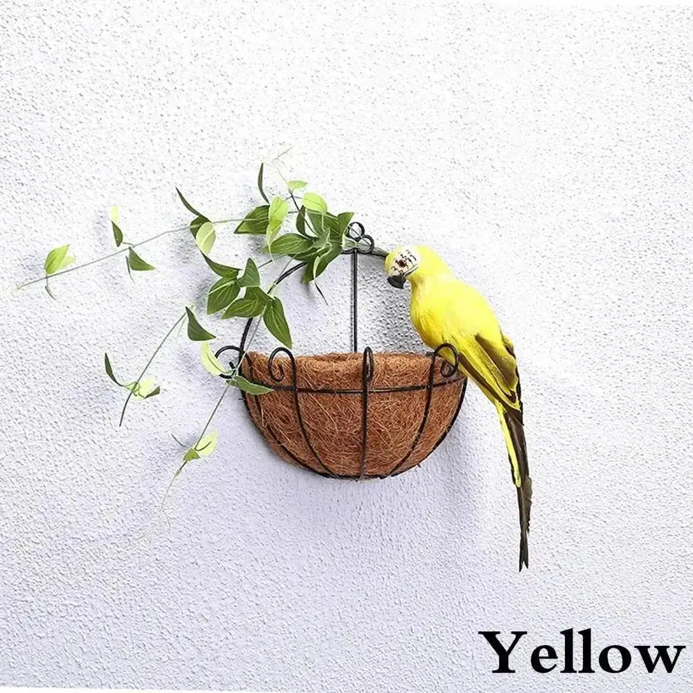 Handmade Feather Parrot Figurine – Garden & Home Bird Ornament Bird Garden Ornament Axl 35 cm Yellow
