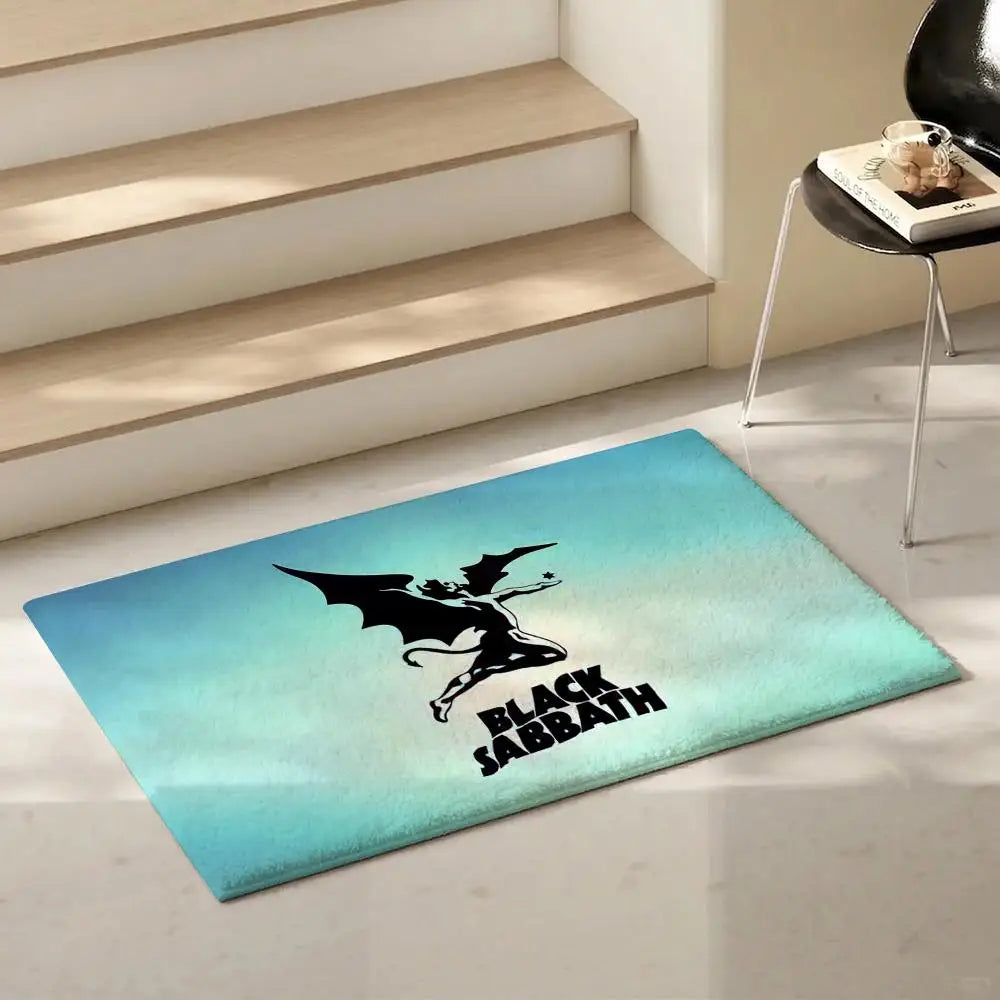 Black Sabbath Flannel Floor Mat – Non-Slip Indoor Area Rug Flannel Area Rug Axl