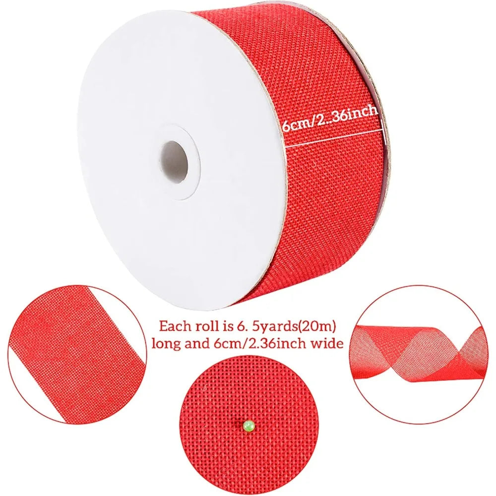 Red Polyester Burlap Ribbon 60mm 20m Roll – Craft & Décor Craft Ribbon Axl