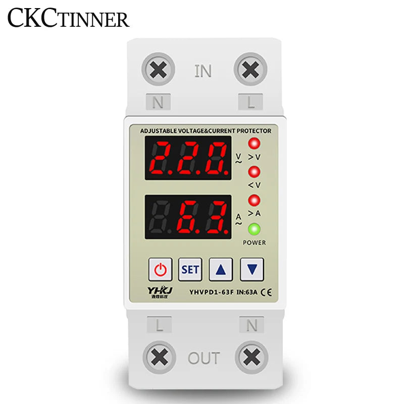 Din Rail Voltage & Current Protector 40A 63A 220V Surge Relay Voltage Protection Relay Axl 63A