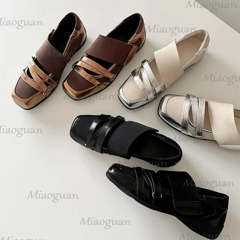 Women's Square Toe Ballet Flats – Retro Roman Breathable Loafers Women's Ballet Flats Axl