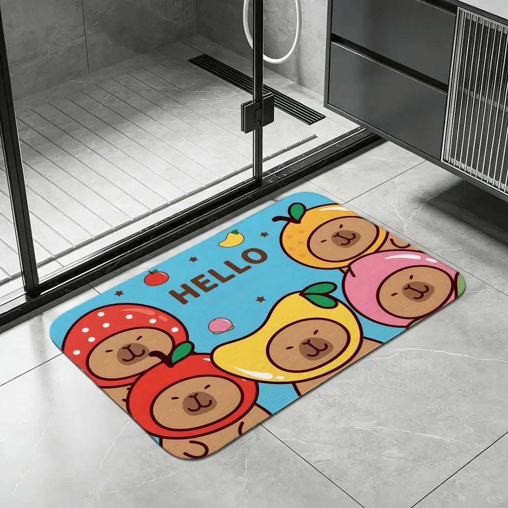 Capybara Diatomite Bath Mat – Quick Dry & Anti-Slip Floor Mat Diatomite Bath Mat Axl White4 30x45cm