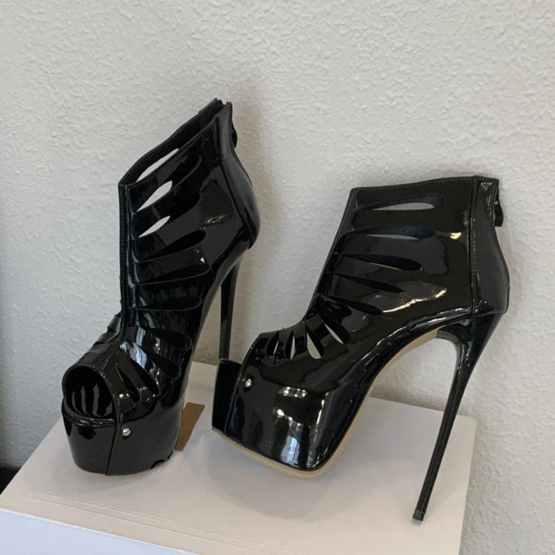Women's Peep Toe Platform Ankle Boots – Super High Stiletto Platform Ankle Boots Axl