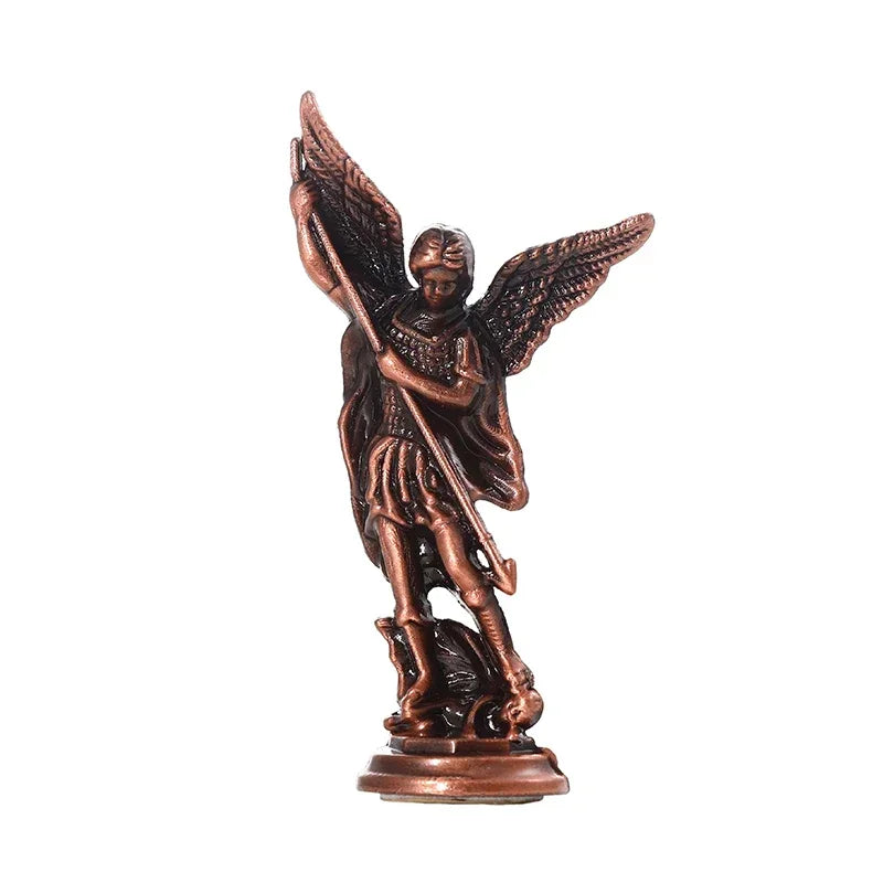 Saint Michael Archangel Figurine – Metal Guardian Statue Decor Religious Figurine Axl Antique bronze