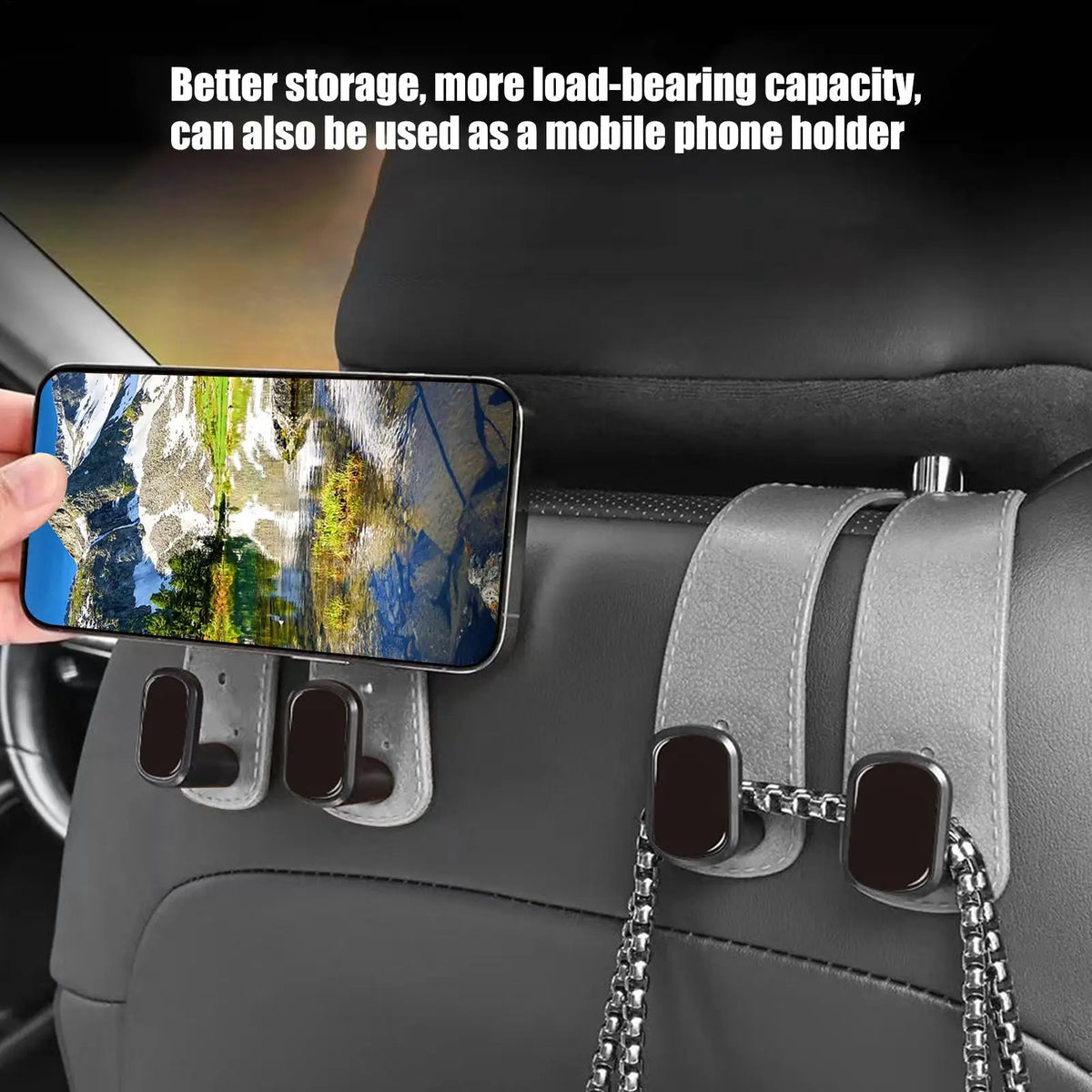 Car Headrest Hook Hanger – PU Leather Seat Back Bag Organizer Car Seat Organizer Axl