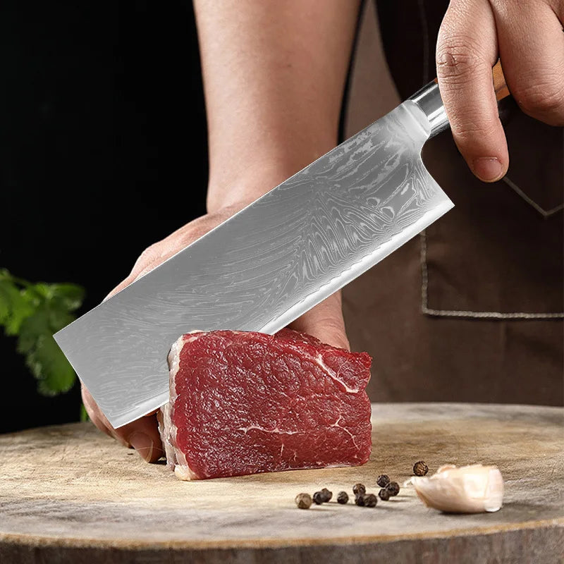 InLeung Damascus Steel Cleaver – Handmade Sharp Chef Knife Damascus Chef Cleaver Axl