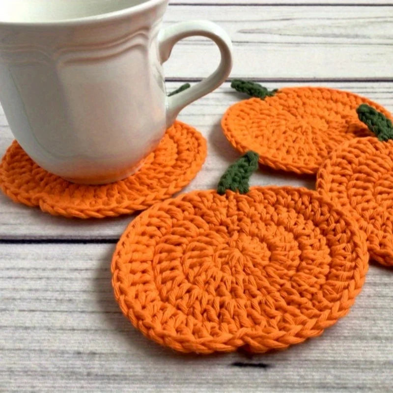 Handmade Crochet Coasters – Farmhouse Fabric Drink Pads Crochet Coaster Set Axl