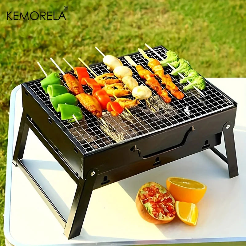KEMORELA Portable Charcoal BBQ Grill – Mini Stainless Steel Portable Charcoal Grill Axl