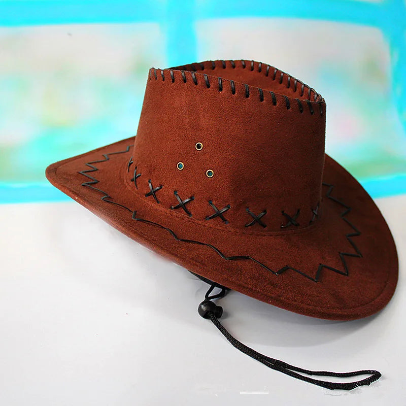 Wide Brim Western Cowboy Hat – Unisex Faux Suede Sun Hat Western Cowboy Hat Axl