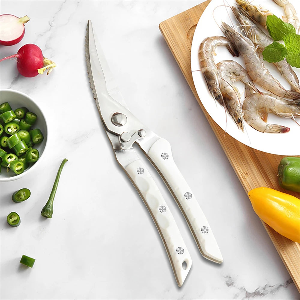 Professional Stainless Steel Kitchen Scissors & Food Shears Kitchen Scissors Axl Scissors-White