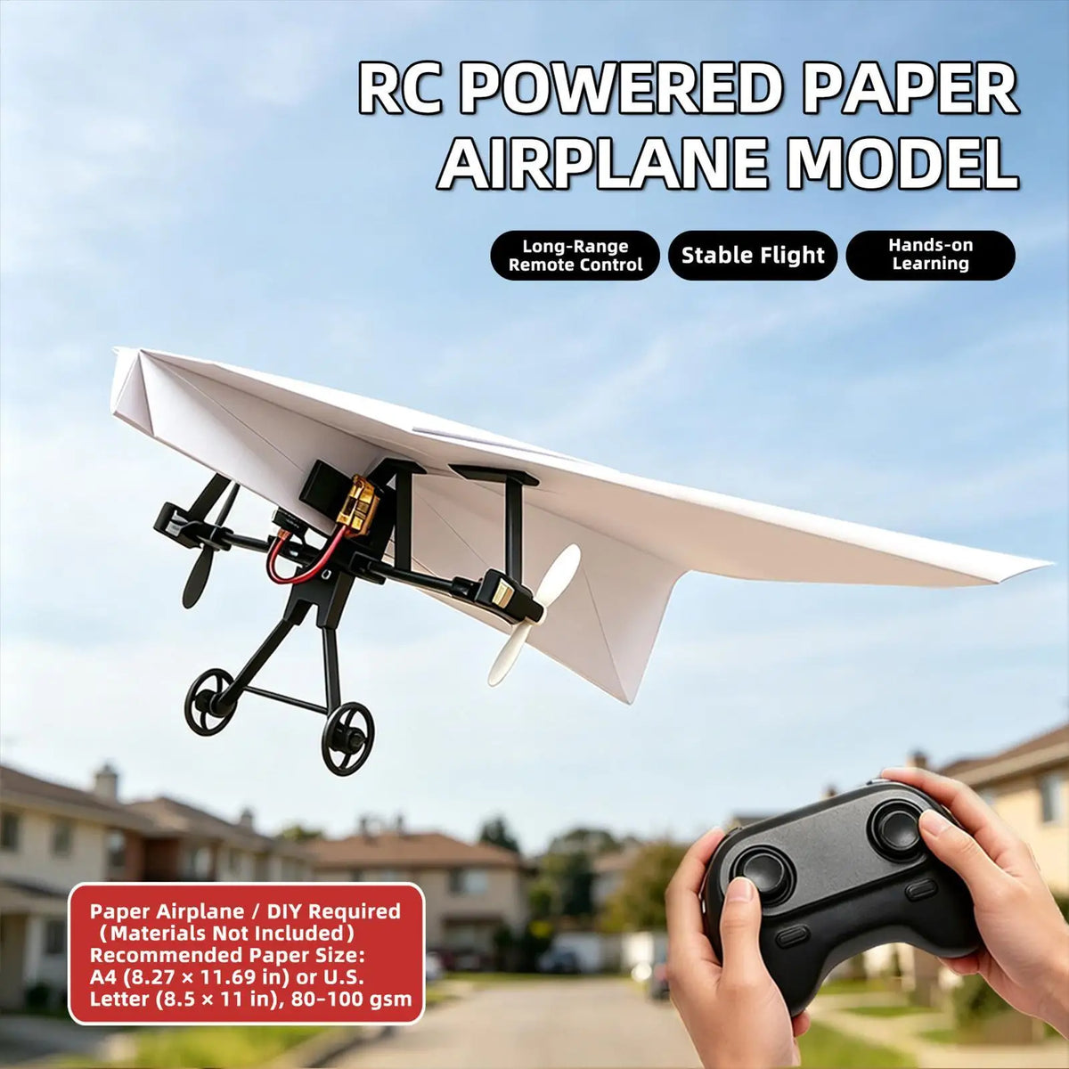 RC Paper Airplane Electric Power Kit – DIY Foldable Outdoor Toy RC Airplane Kit Axl