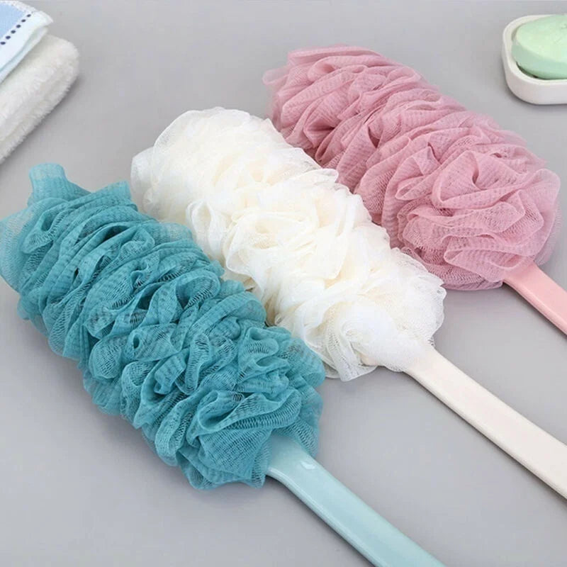 Long Handle Bath Brush – Soft Mesh Back Scrubber & Body Puff Bath Brush Axl