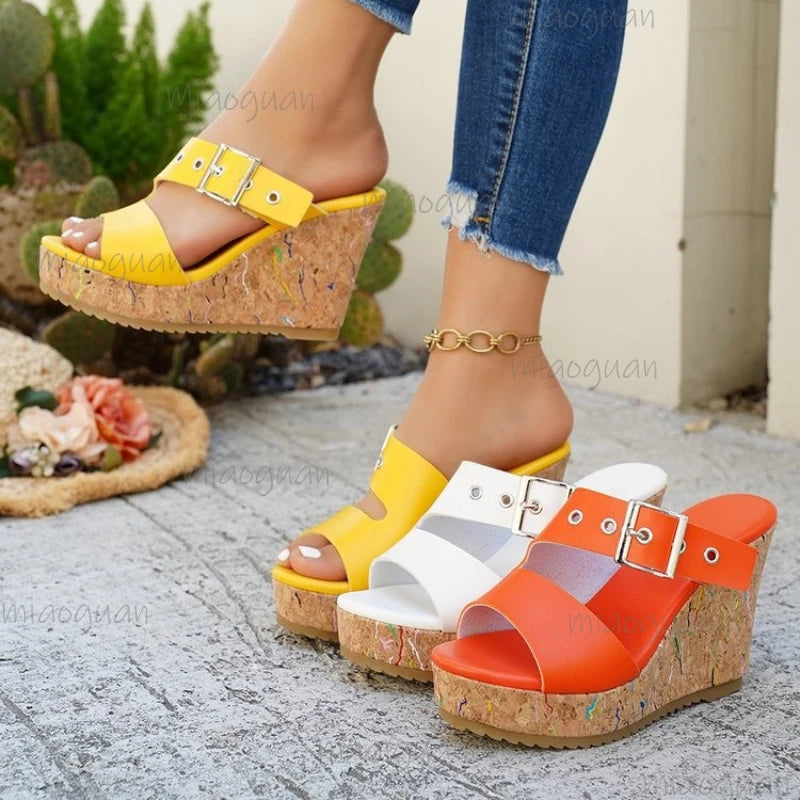 Women's Wedge Platform Sandals – High Heel Gladiator Slip-On Wedge Platform Sandals Axl