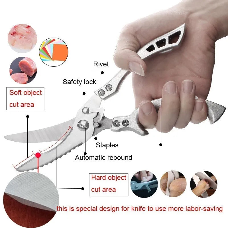 Multifunctional Stainless Steel Kitchen Scissors | Meat & Bone Kitchen Scissors Axl