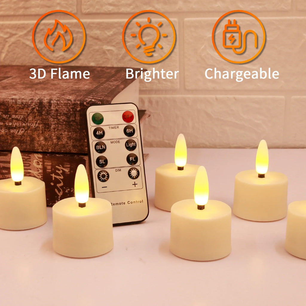LED Rechargeable Flameless Tea Light Candles – 4/6/8 Pack LED Flameless Candles Axl