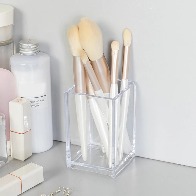 Clear Plastic Makeup Brush Holder & Desktop Cosmetic Organizer Makeup Brush Holder Axl