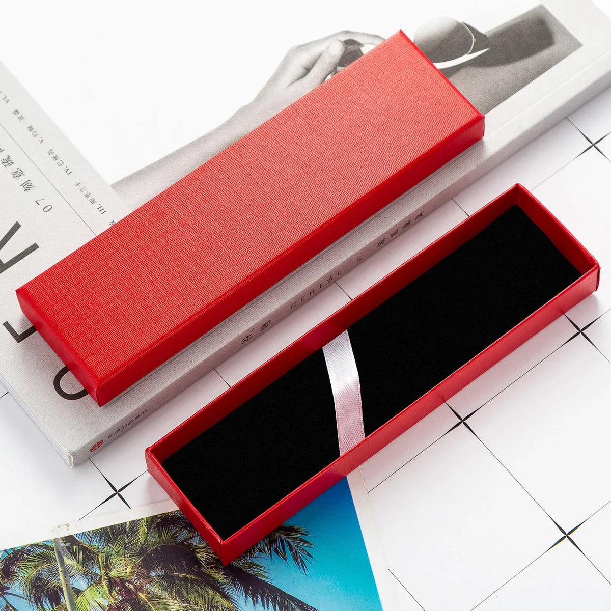 Empty Pen Gift Box – Paper Display Case for Pens & Jewelry Pen Gift Box Axl red