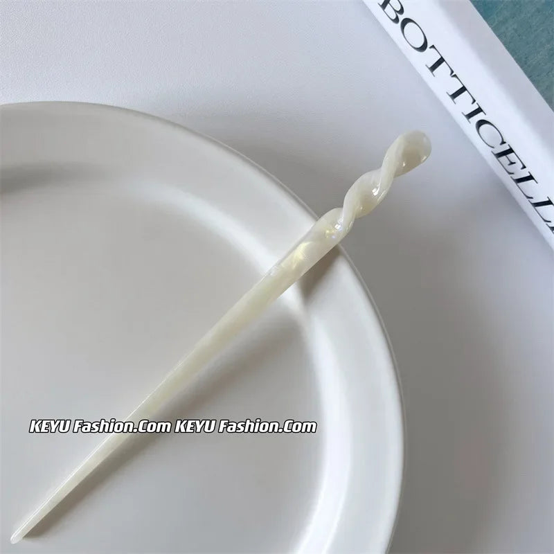 Chinese Acetate Hair Sticks – Vintage Chopstick Hairpin for Women Chopstick Hairpin Axl White