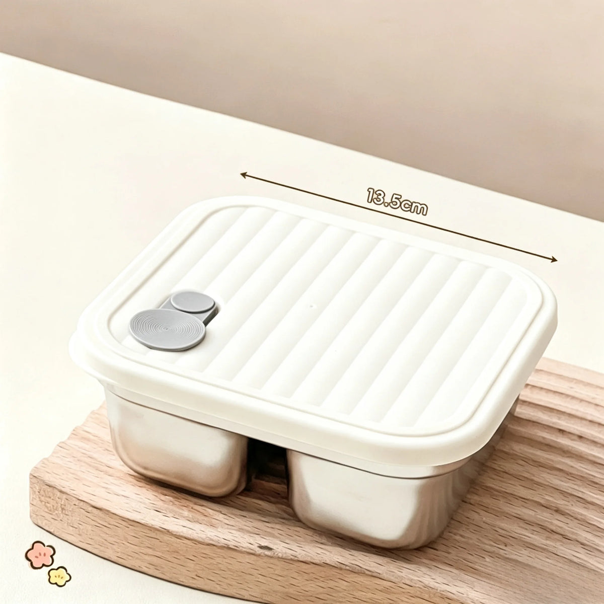 WORTHBUY 304 Stainless Steel Stackable Leak-Proof Lunch Box Stainless Steel Lunch Box Axl Beige 600ml