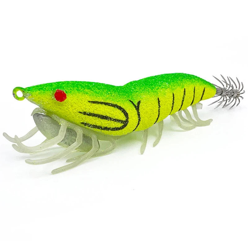Luminous Wooden Shrimp Squid Lure – Soft Foot Fishing Bait Fishing Lure Axl 3 B
