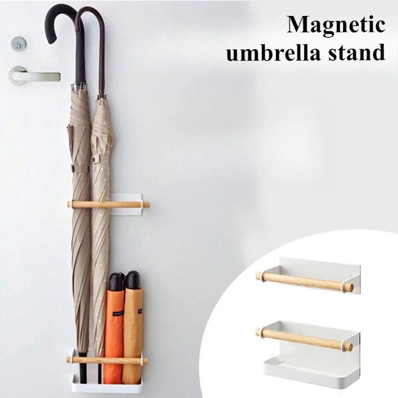 Magnetic Umbrella Stand – Modern Metal & Oak Entryway Rack Umbrella Stand Axl
