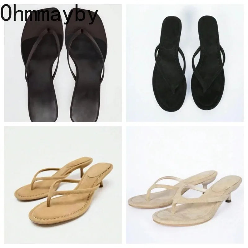 Women's Clip Toe Low Heel Slides – Elegant Summer Beach Slippers Women's Slide Sandals Axl