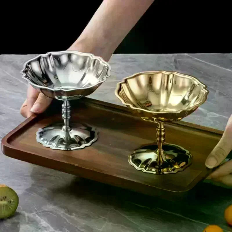 Stainless Steel Retro Dessert Goblet – Ice Cream & Fruit Cup Dessert Serving Cup Axl