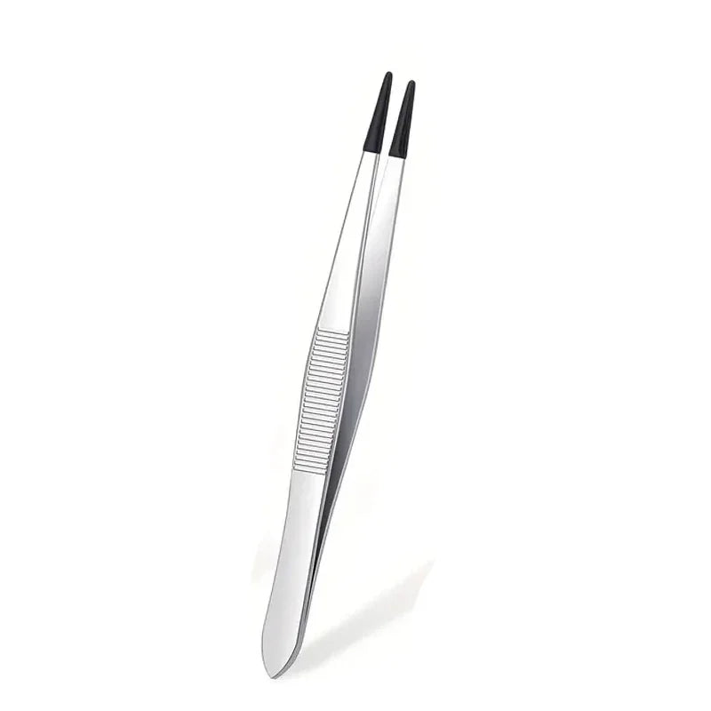 Precision Silicone Coated Tweezers – Flat & Bent Tip, Non-Marring Precision Tweezers Axl 1pcs Black-J