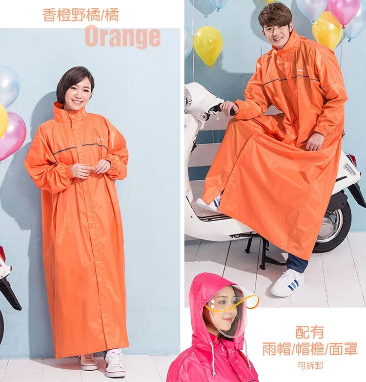 Windproof Unisex Rain Poncho Jacket – Long Hiking Raincoat Rain Poncho Jacket Axl Orange XXXL
