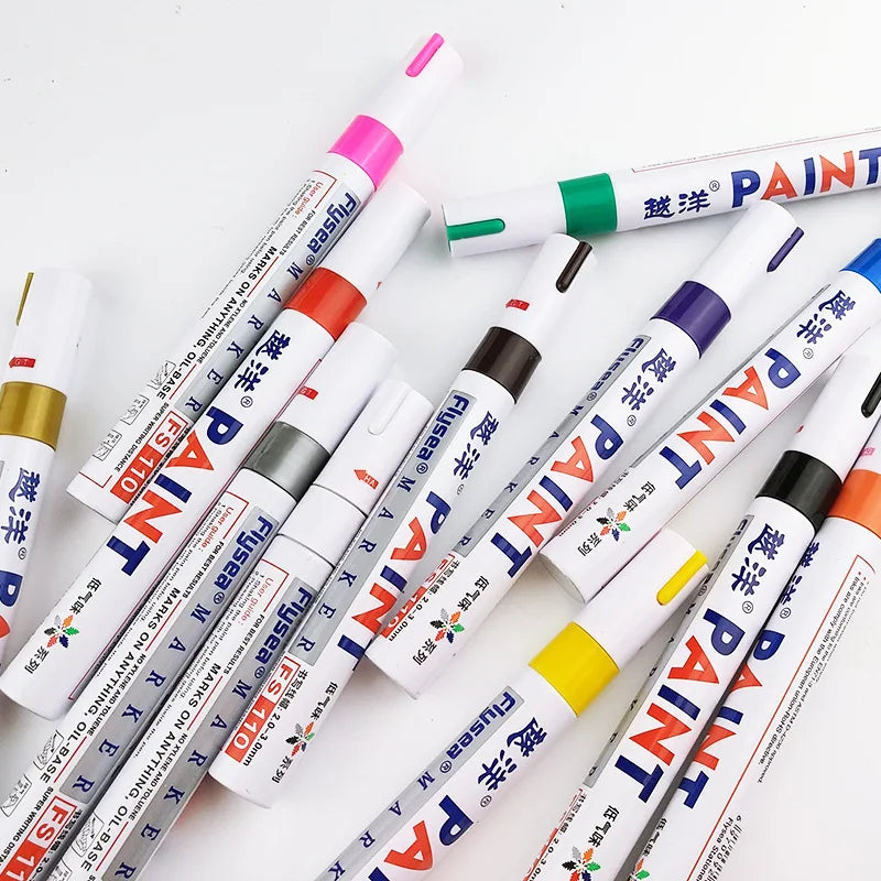 12-Color Waterproof Permanent Paint Markers – Tire & Multi-Surface Paint Marker Set Axl