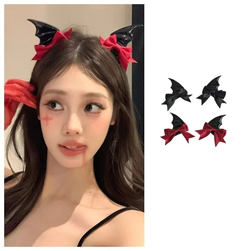 Halloween Devil Horn & Bat Wing Hair Clips – 6-Pc Cosplay Set Halloween Hair Clips Axl